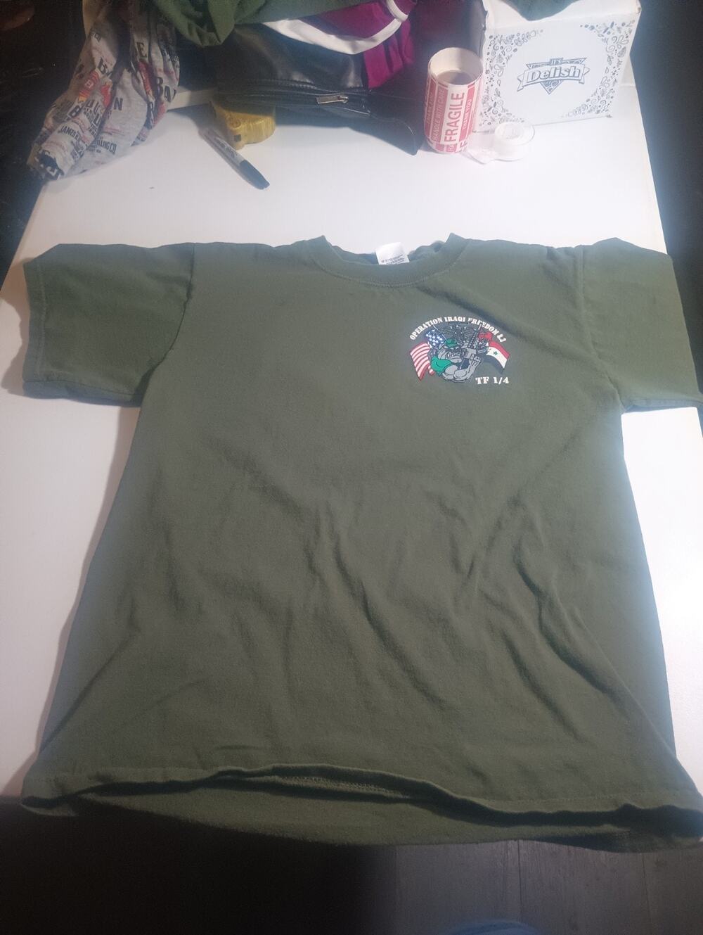 Olive Green Task Force 1st Batalion 4 Th Marines Fallujah Iraq Size M